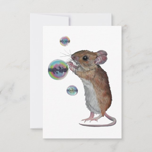 Postkartenstil-Karte für Maus und Blasen Mitteilungskarte (Vorderseite)