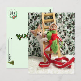 Postkreuzung - Annie the Cat und Christmas Elf Postkarte