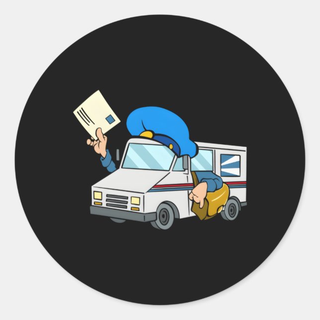 Postleitzahl LKW-Darstellung Postbeförderer Runder Aufkleber (Vorderseite)