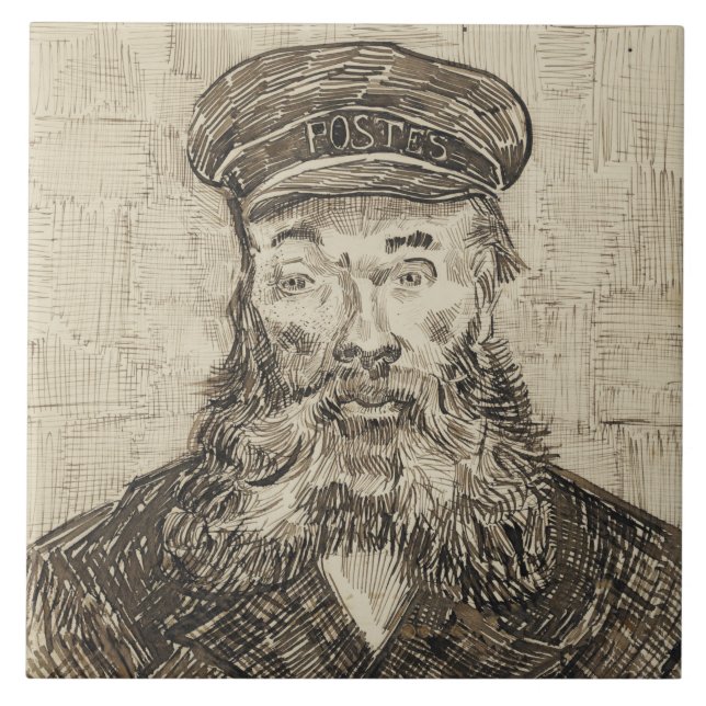 Postman Joseph Roulin (Sepia Sketch) (von van Gogh Fliese (Vorderseite)