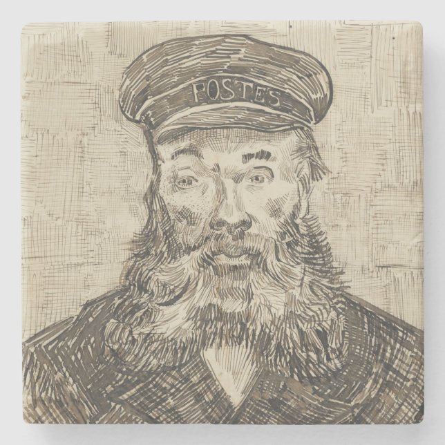 Postman Joseph Roulin (Sepia Sketch) (von van Gogh Steinuntersetzer (Vorderseite)