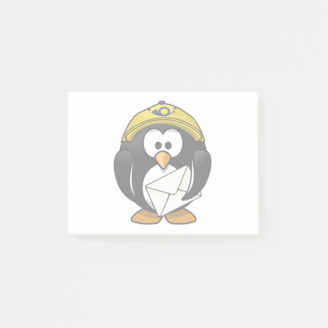 Postman Penguin Bird Cartoon Post-it Klebezettel (Vorderseite)