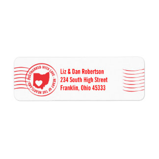 Postmark OHIO Herz des Heartland-Adressetiketts