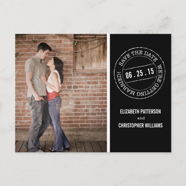 Postmark Wedding Foto Save the Date Postkarte (Vorderseite)