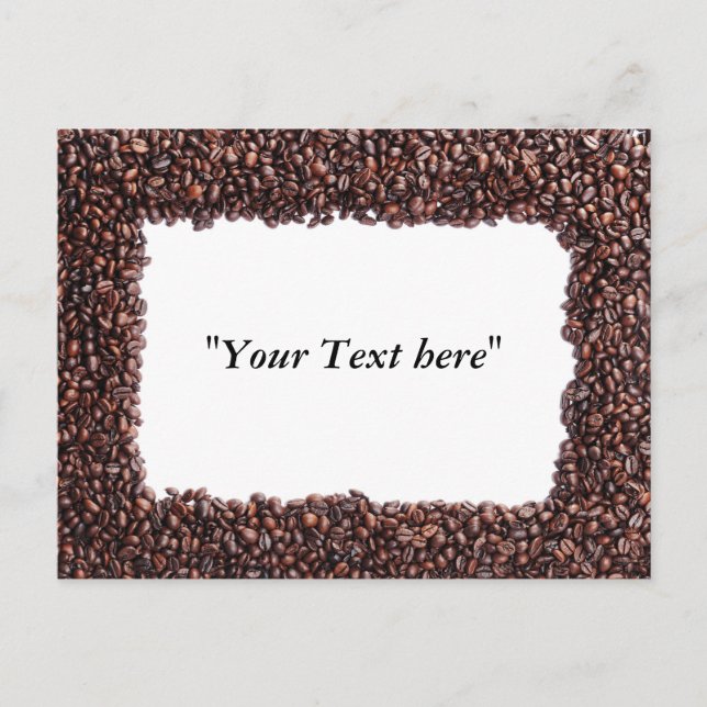 Postmit Kaffebohnen und Textfeld Postkarte (Vorderseite)
