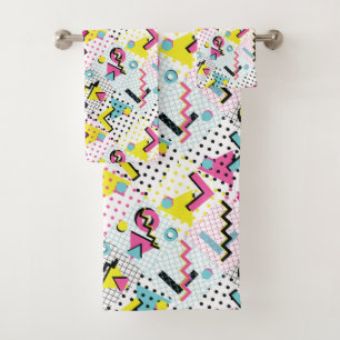 Postmoderne Memphis-Stilmuster Badhandtuch Set