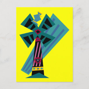 Postmoderne Palm Bird Sans Hintergrund Postkarte