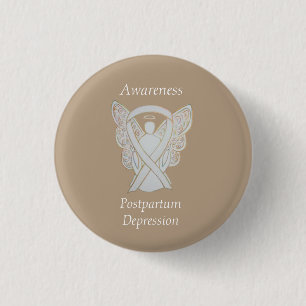 Postpartum Depression Awareness Angel Ribbon Butto Button