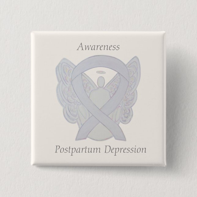 Postpartum Depression Awareness Angel Ribbon Butto Button (Vorderseite)