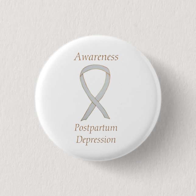 Postpartum Depression Awareness Custom Ribbon Butt Button (Vorderseite)