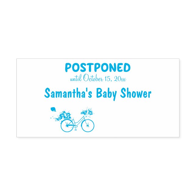 POSTPONED Baby Shower Event Custom Date Bike Permastempel (Design)