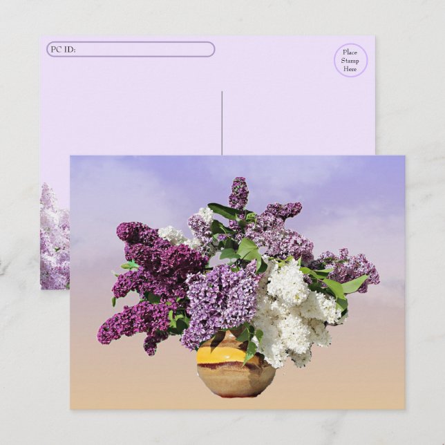 Postüberquerung - Bouquet von Lilacs Feiertagspostkarte (Vorne/Hinten)