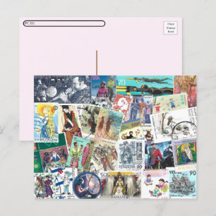 Postüberquerung mit Postage mit Menschen Postkarte