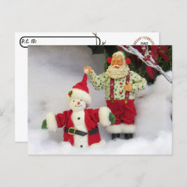 Postüberquerung - Santa baut eine Schneemann-Postk Postkarte