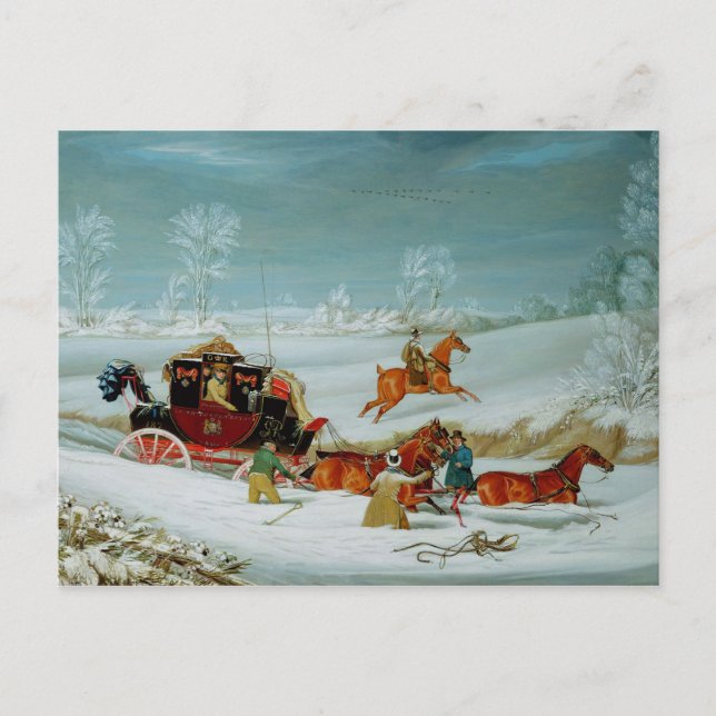 Postwagen im Schnee Postkarte (Vorderseite)