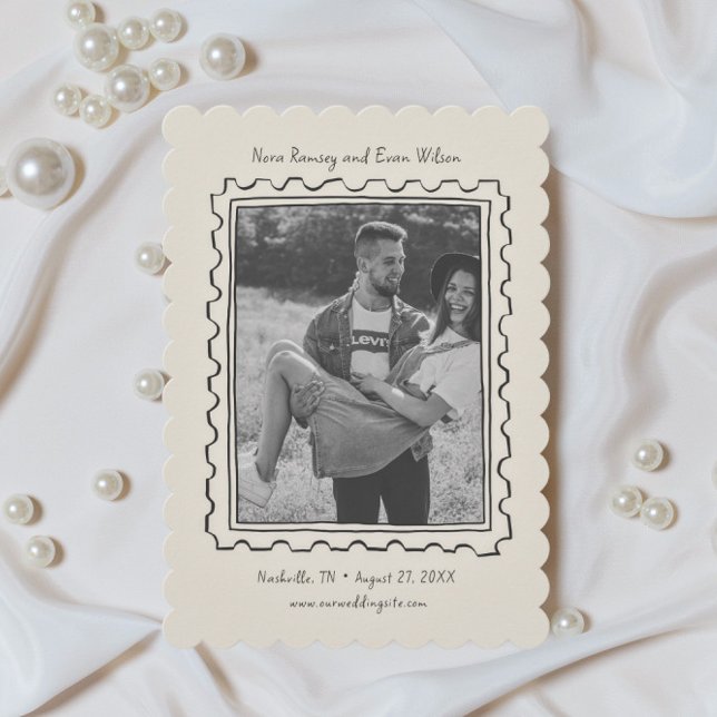 Postwertzeichen Handgezeichnete Save The Date Kart (Von Creator hochgeladen)
