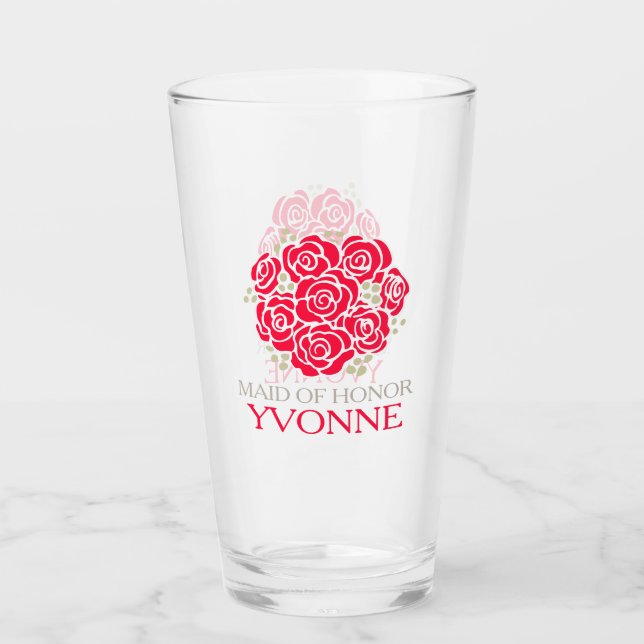 Posy danke Ihnen Trauzeugin rote Gastgeschenk Hoch Glas (Vorderseite)