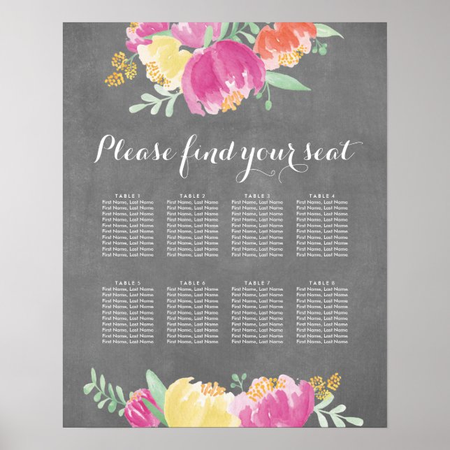 Posy Garden Seating Chart Poster (Vorne)