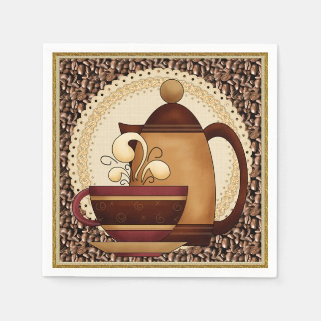 Pot de café et serviette en papier de Mug (Devant)
