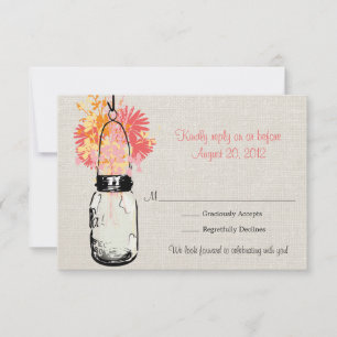 Pot de maçon de toile de jute et carte rustiques