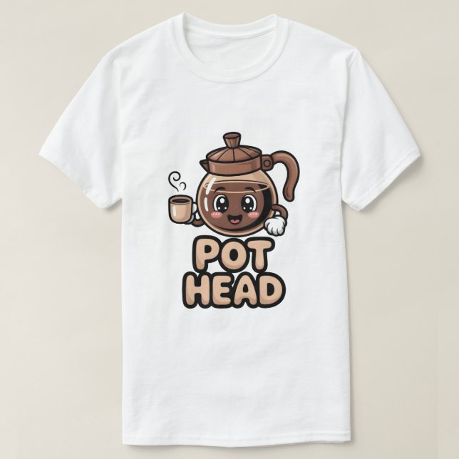 Pot Head Cute Kawaii Cafe Funny Coffee Lover Gift T-Shirt (Design vorne)