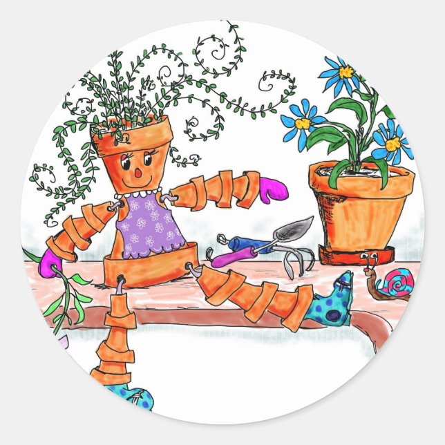 Pot Lady Runder Aufkleber (Vorderseite)