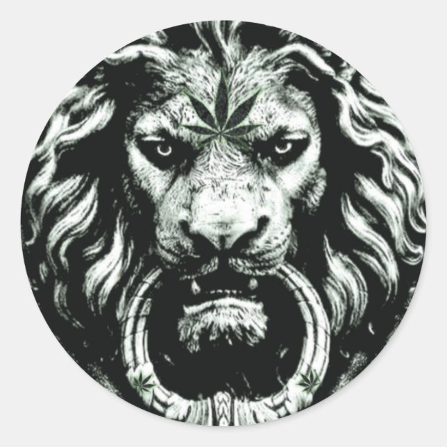 Pot Leaf Lion Sticker (Vorderseite)