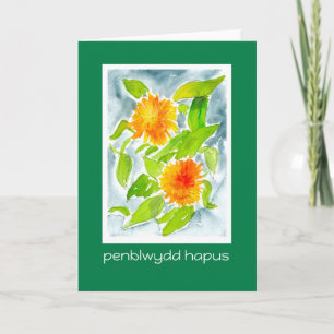 Pot Marigolds Geburtstagskarte: Welsh Greeting Karte