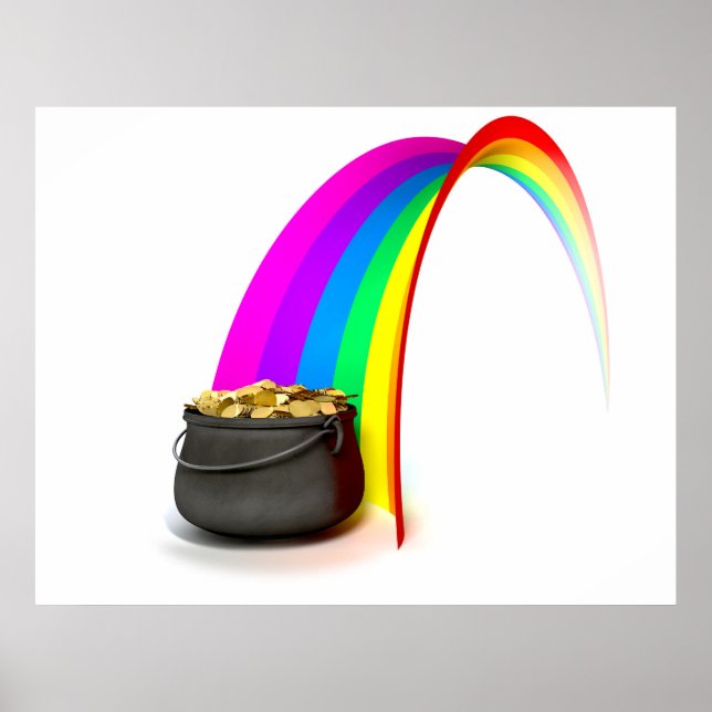 Pot O' Gold am Ende eines Regenbogens Poster (Vorne)