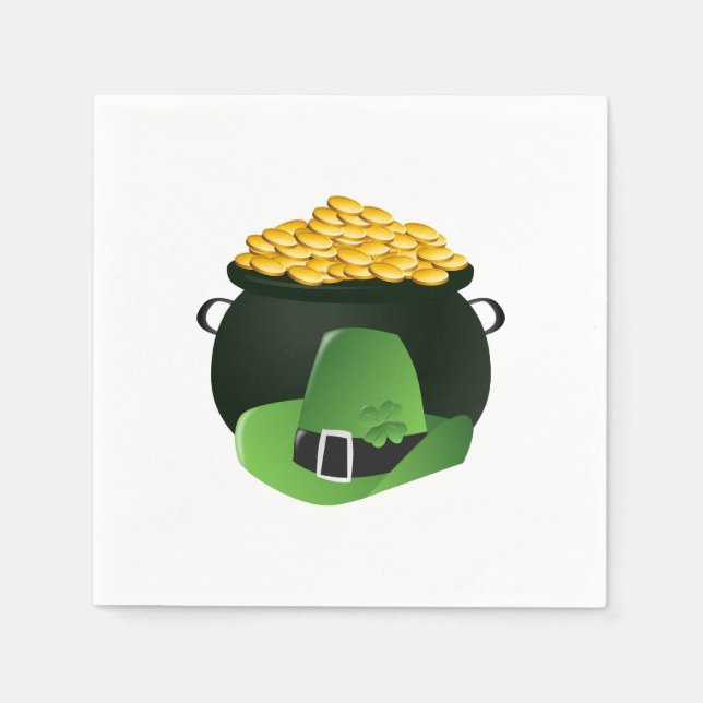 Pot o' Gold Leprechaun Hat Serviette (Vorderseite)
