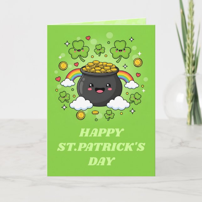 Pot O’ Happiness St. Patrick’s Day Card Karte (Vorderseite)