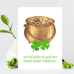 Pot of Gold Clover Funny St Patricks Day Card Ankündigung