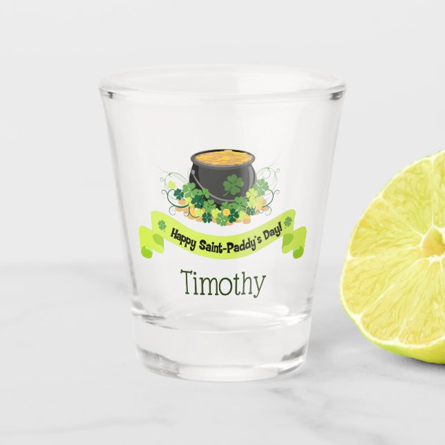 Pot of Gold Happy St. Patrick's Day Schnapsglas (Vorderseite)