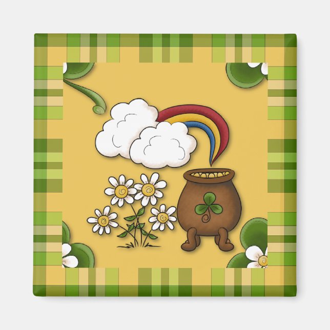 Pot of Gold Kariert St. Patrick's Kühlschrankmagne Magnet (Vorne)