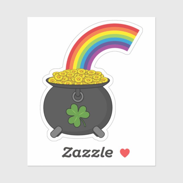 Pot of Gold Rainbow Cartoon Aufkleber (Blatt)