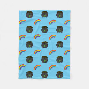 Pot of Gold Rainbow Cartoon Fleecedecke