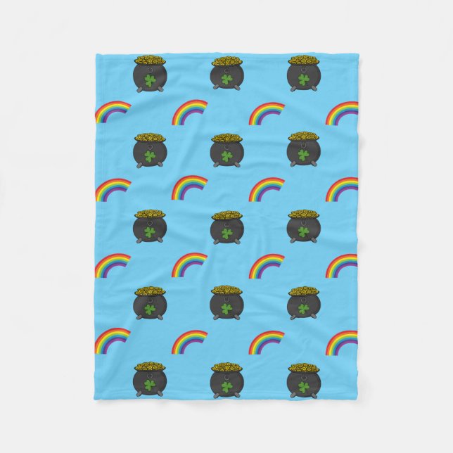 Pot of Gold Rainbow Cartoon Fleecedecke (Vorderseite)
