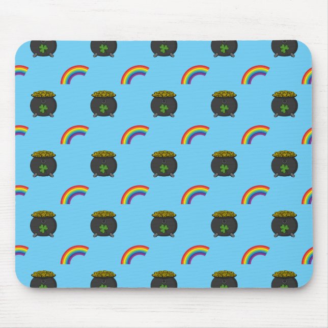 Pot of Gold Rainbow Cartoon Mousepad (Vorne)