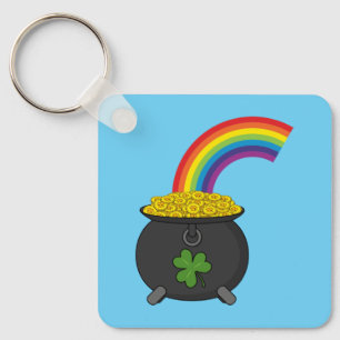 Pot of Gold Rainbow Cartoon Schlüsselanhänger