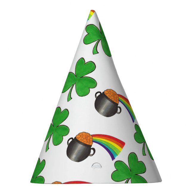 Pot of Gold Rainbow Kleeblatt St. Patrick's Day Partyhütchen (Rechts)