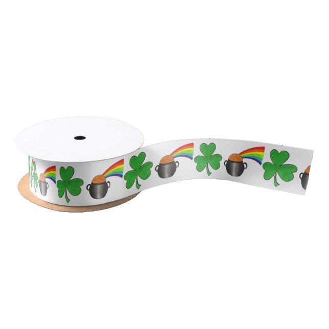 Pot of Gold Rainbow Kleeblatt St. Patrick's Day Satinband (Spule)