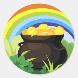 Pot of Gold Rainbow St. Patrick's Day Geschenk Runder Aufkleber