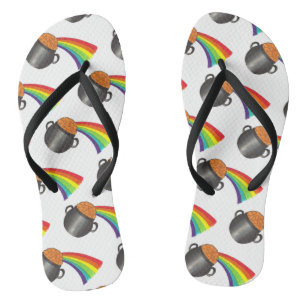Pot of Gold Rainbow St. Patrick's Day Party Flip Flops