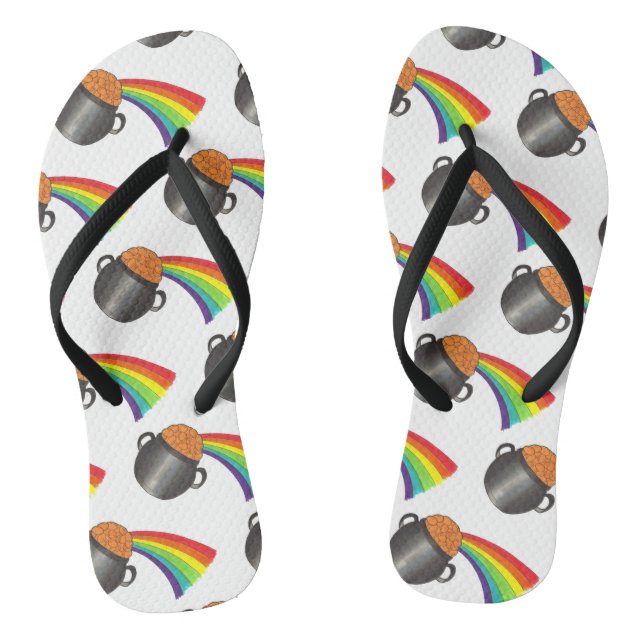 Pot of Gold Rainbow St. Patrick's Day Party Flip Flops (Fußbett)