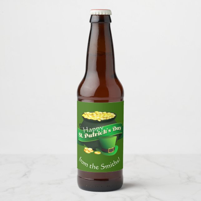 Pot of Gold St Patrick's Day Bierflaschenetikett (Vorderseite)