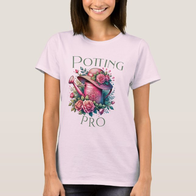 Pot Pro Pink Watering Can Garden T-Shirt (Devant)