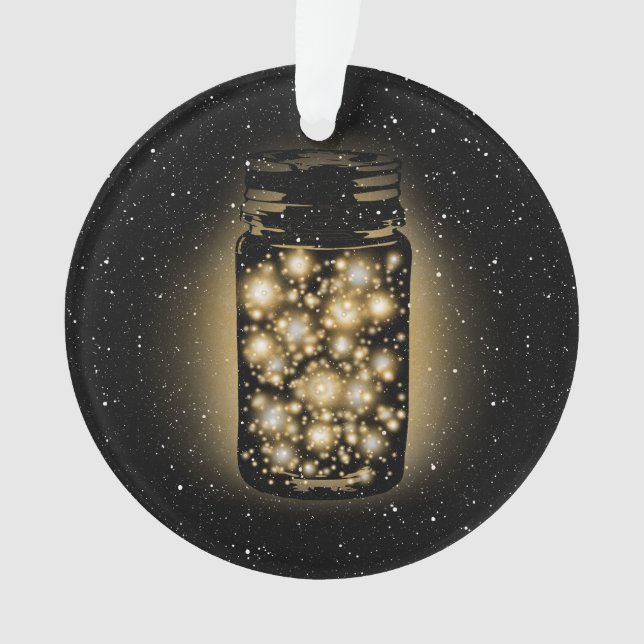 Pot rougeoyant de lucioles avec des étoiles de (devant)