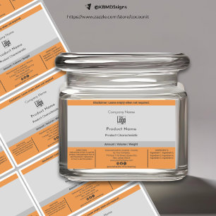 Pot simple, Étiquette de produit gris orange de co