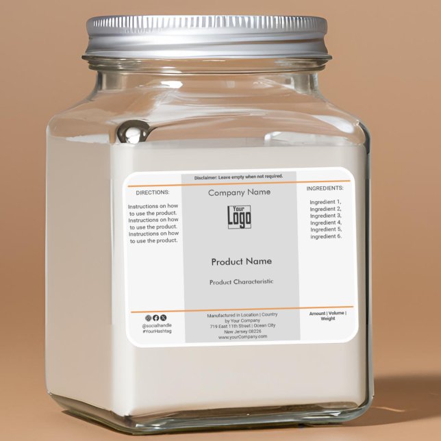 Pot simple, Étiquettes de produit de conteneur (Square Glass Container Product Labels)