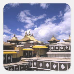 Potala-Palast innen mit Kirchtürmen am Wohnsitz Quadratischer Aufkleber